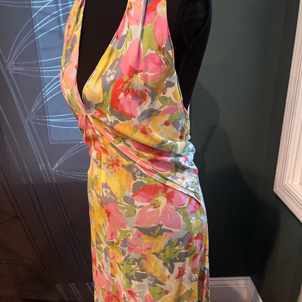 Lucy Paris Vibrant Floral Backless Midi Halter Dress - Picture 4 of 8